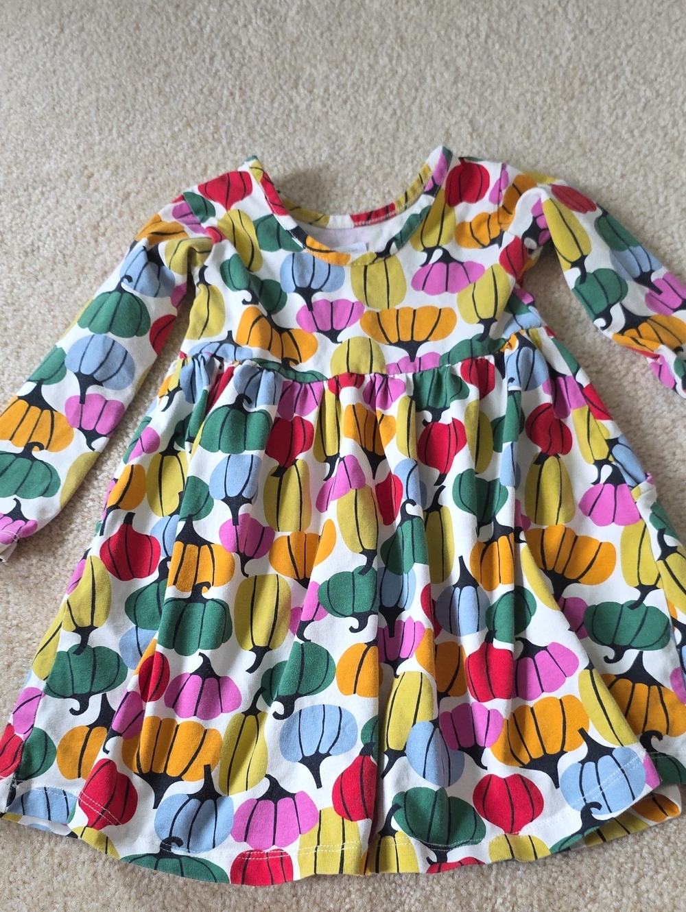 Hanna Andersson Colorful Pumpkin Print Long Sleeve Dress - Picture 4 of 5